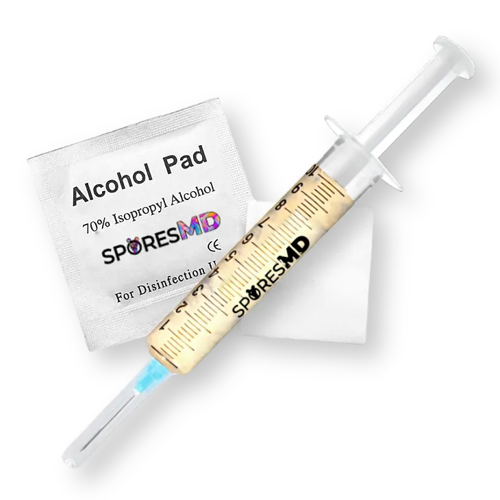 SporesMD Syringe and Alcohol Swab